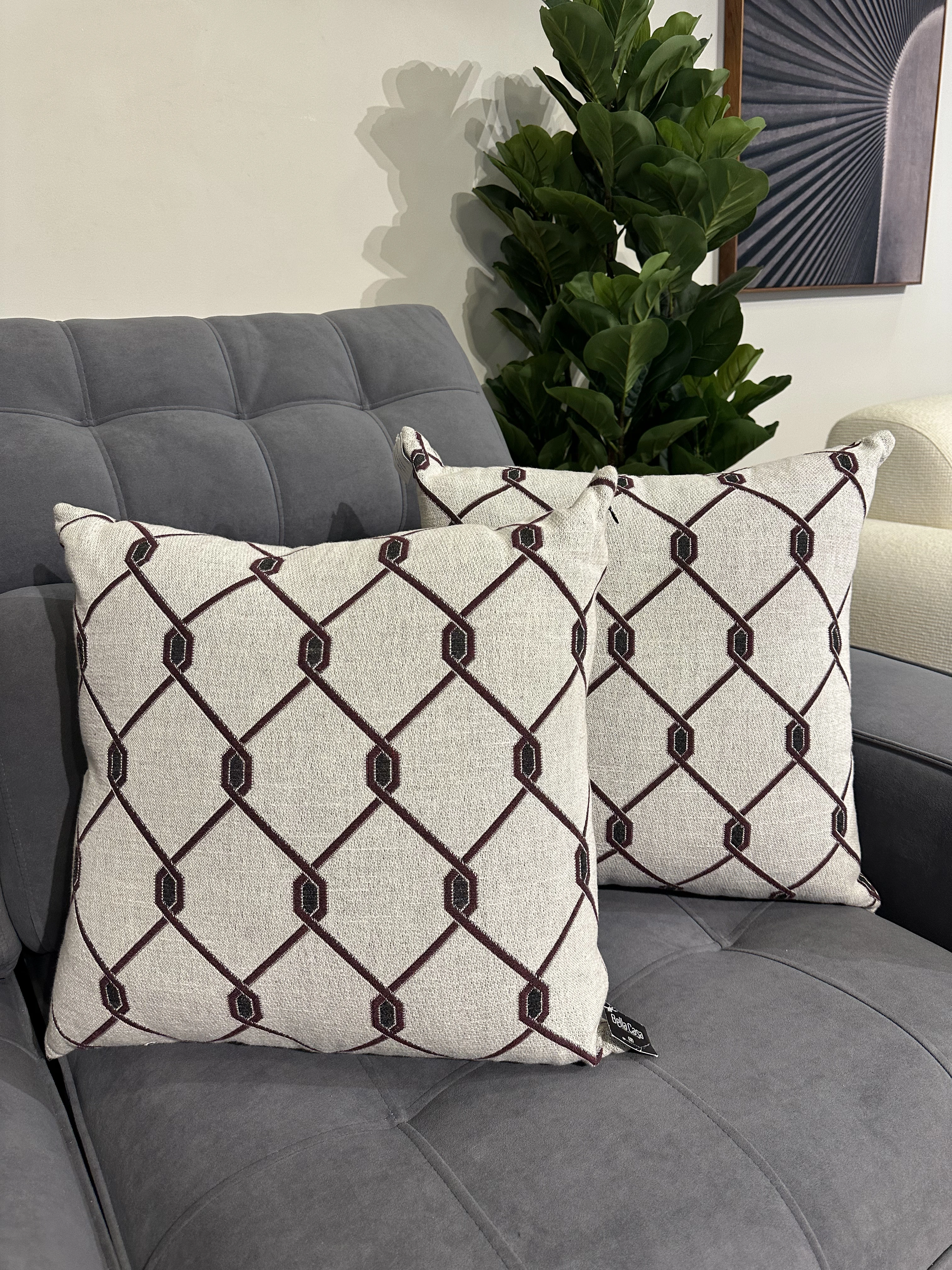 Almohada tela Lino formas geométricas