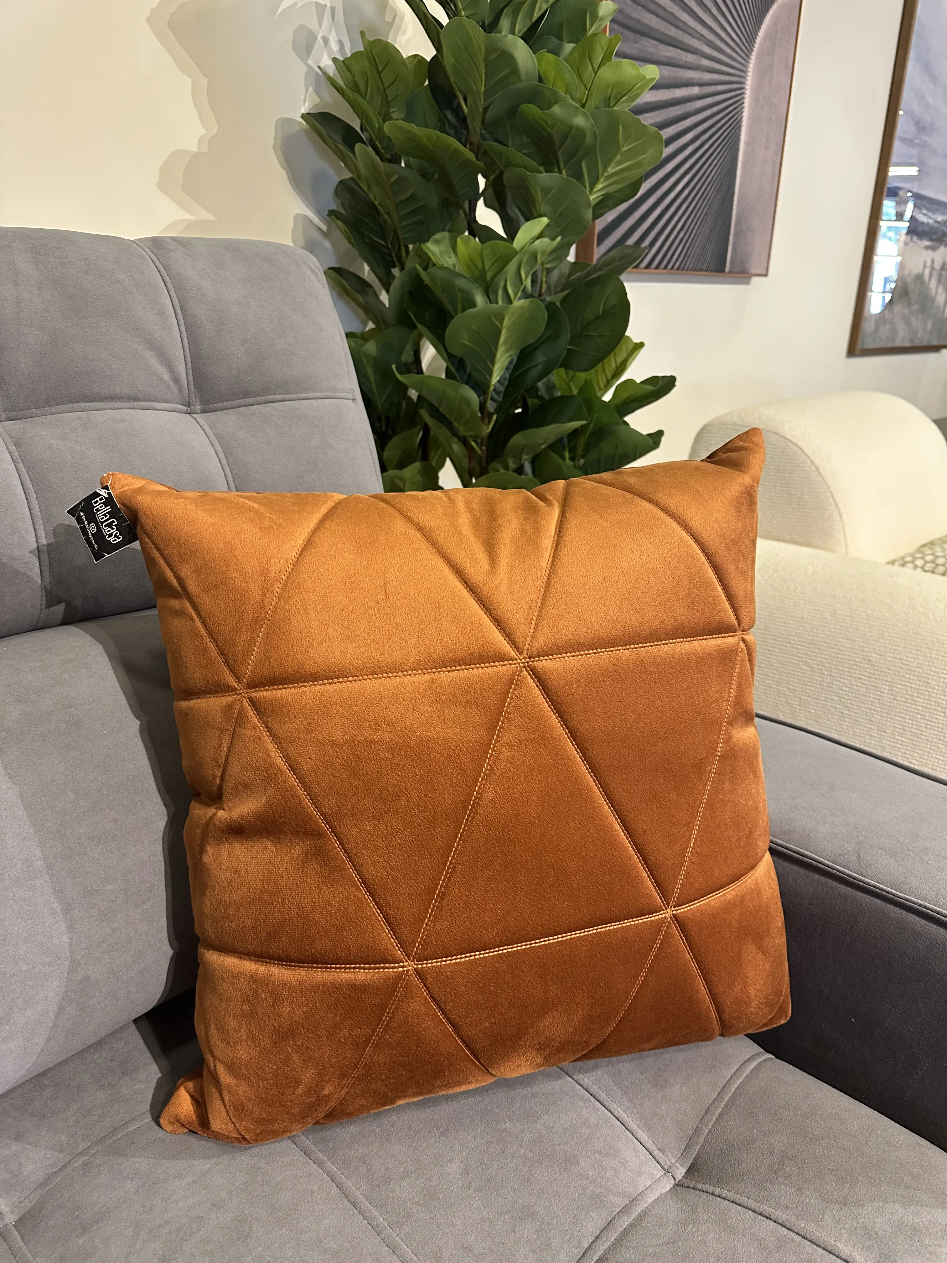 Almohada tela suede terracota