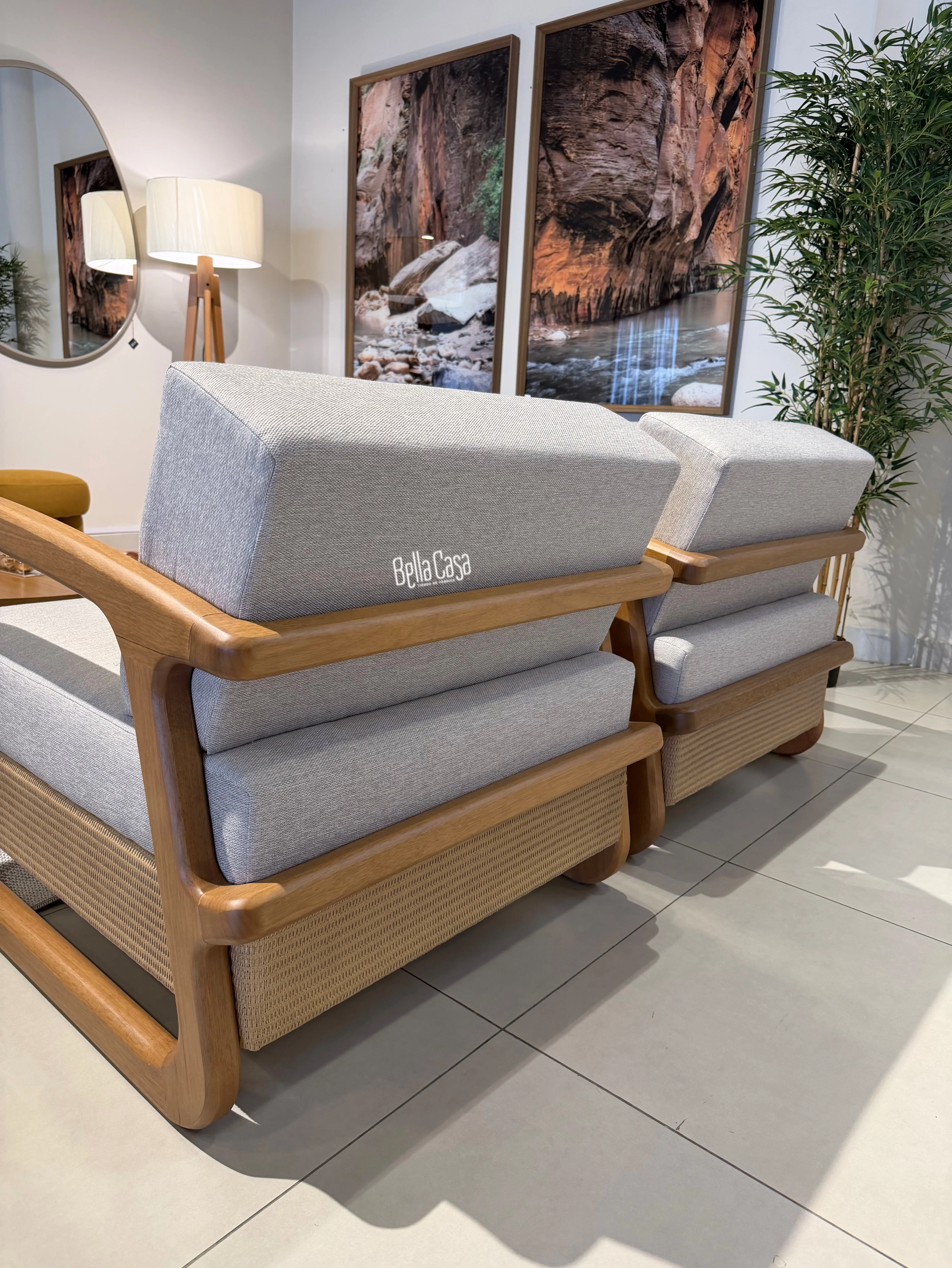 Juego de exterior Delmare en madera maciza