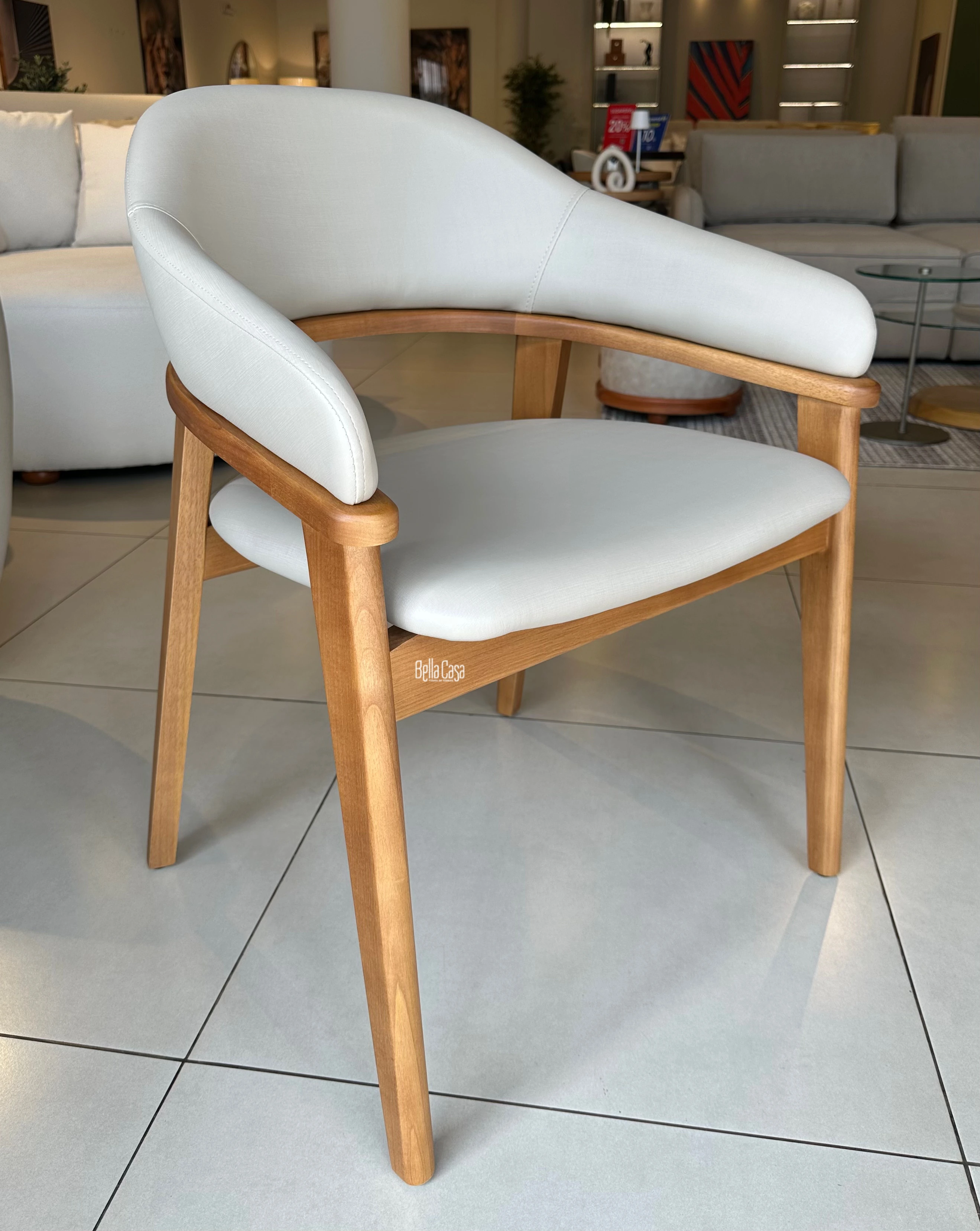 Silla Pala en madera color almendra con eco cuero - Vista 2